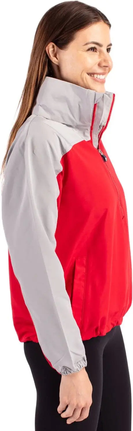 Cutter & Buck Lco00062 Charter Eco Recycled Womens Anorak Jacket - Red Polished