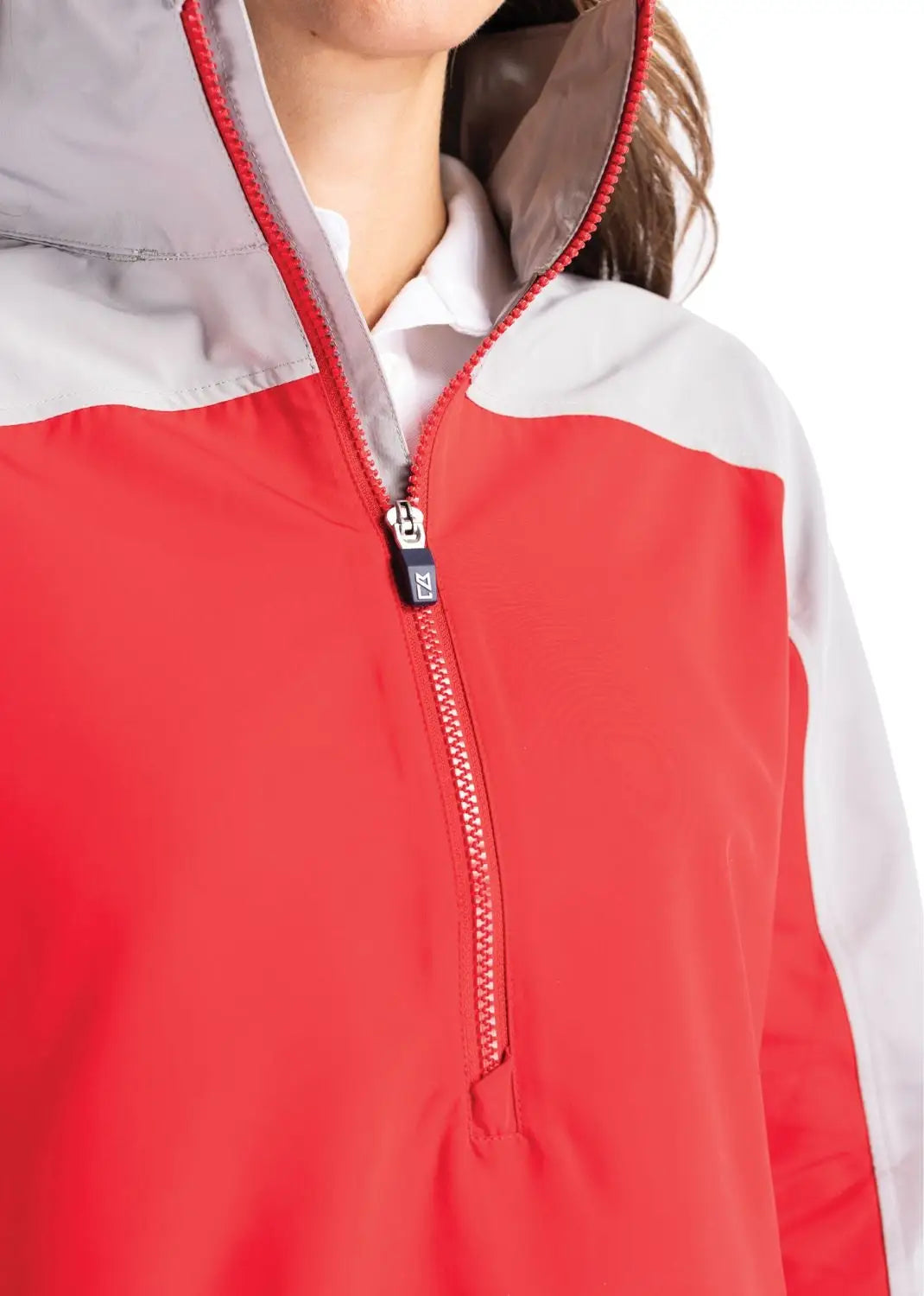 Cutter & Buck Lco00062 Charter Eco Recycled Womens Anorak Jacket - Red Polished