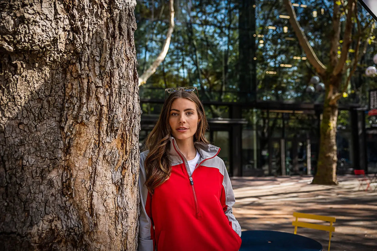 Cutter & Buck Lco00062 Charter Eco Recycled Womens Anorak Jacket - Red Polished