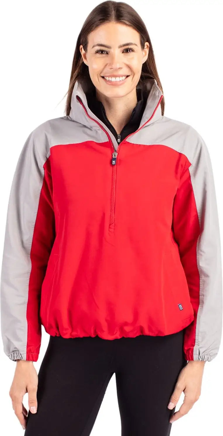 Cutter & Buck Lco00062 Charter Eco Recycled Womens Anorak Jacket - Red Polished - Red/polished / Ladies Xs