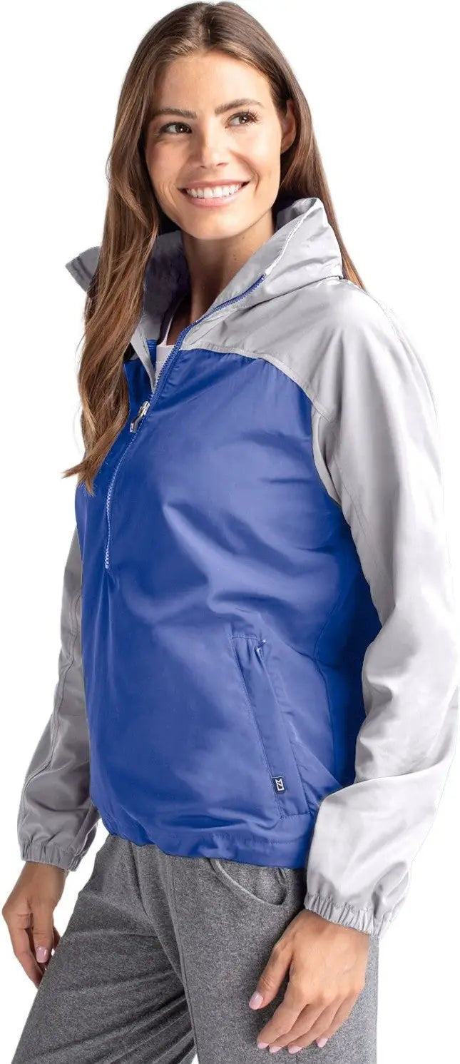 Cutter & Buck Lco00062 Charter Eco Recycled Womens Anorak Jacket - Tour Blue Polished