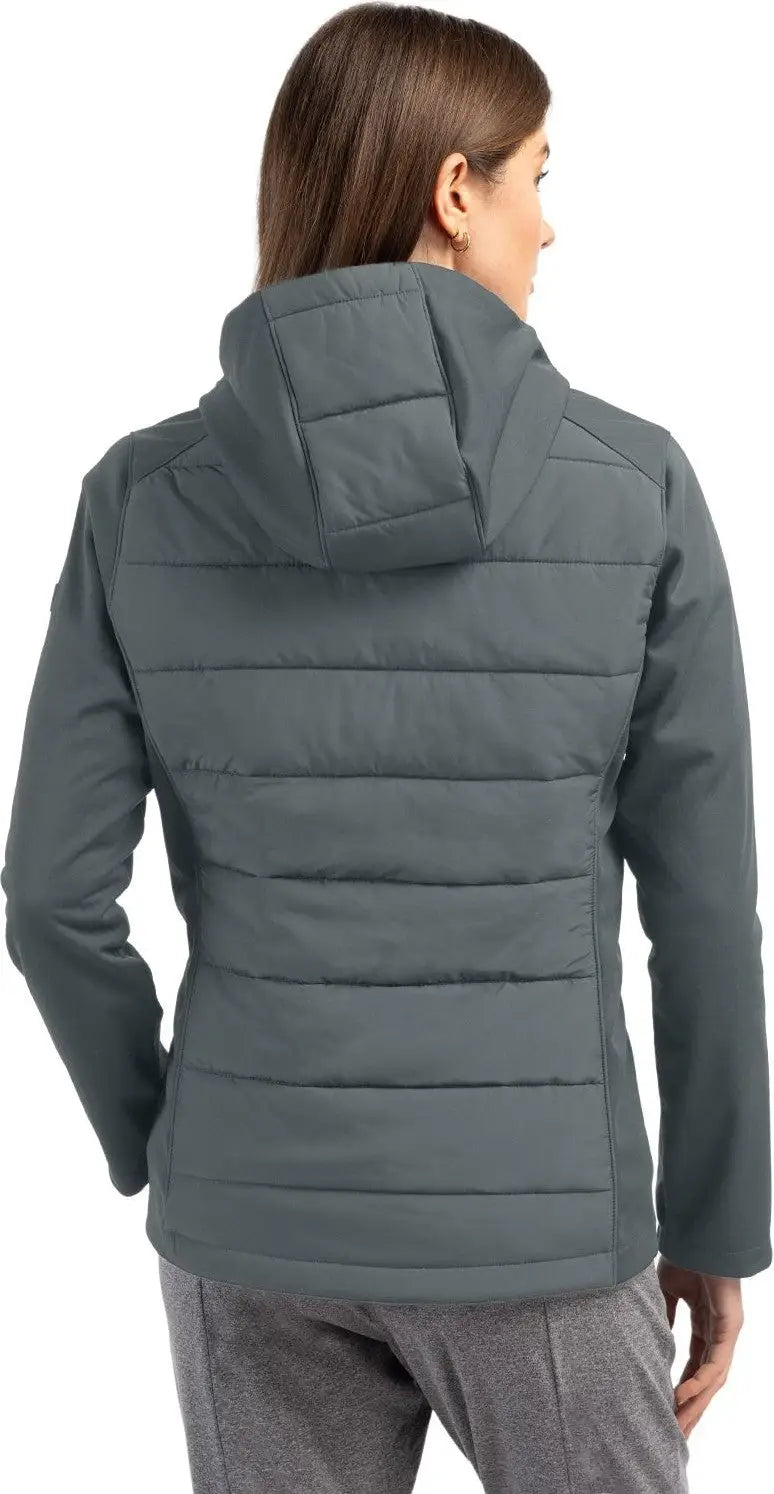 Cutter & Buck Lco00064 Evoke Hybrid Softshell Recycled Full Zip Womens Hooded Jacket - Elemental Gray