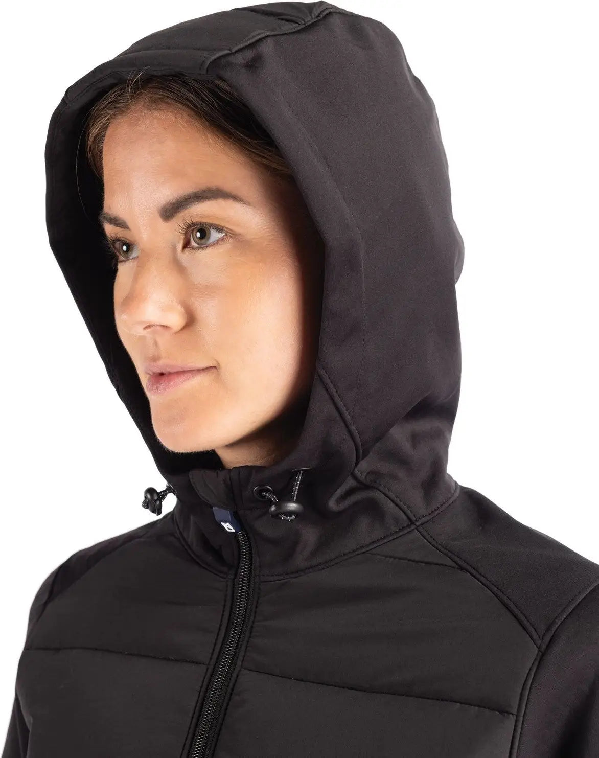 Cutter & Buck Lco00064 Evoke Hybrid Softshell Recycled Full Zip Womens Hooded Jacket - Black