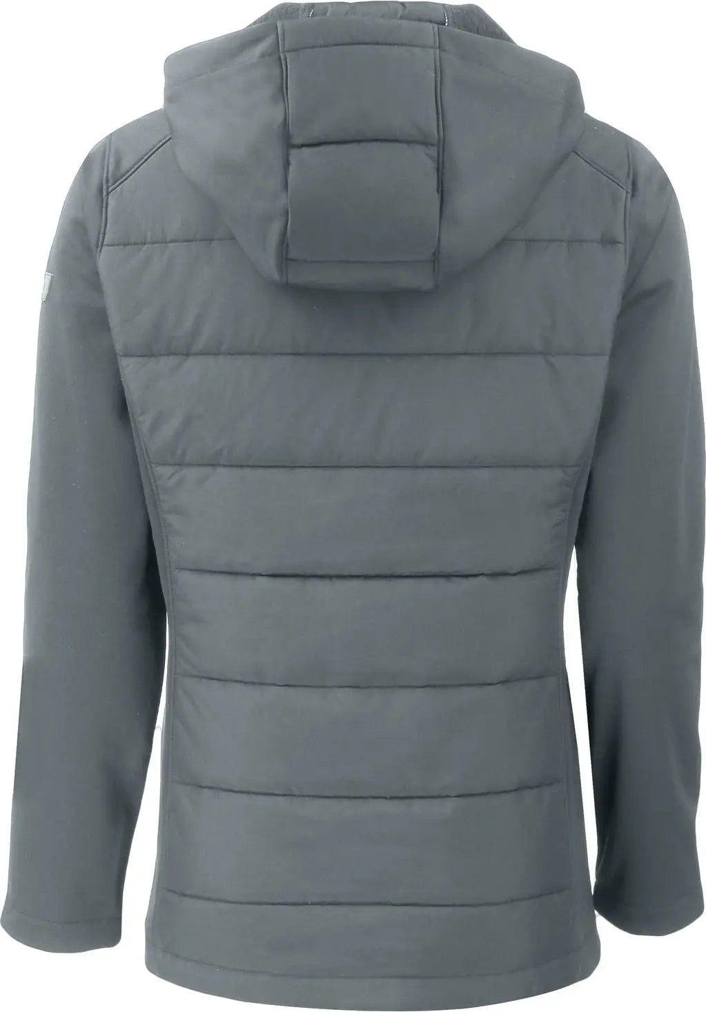 Cutter & Buck Lco00064 Evoke Hybrid Softshell Recycled Full Zip Womens Hooded Jacket - Elemental Gray
