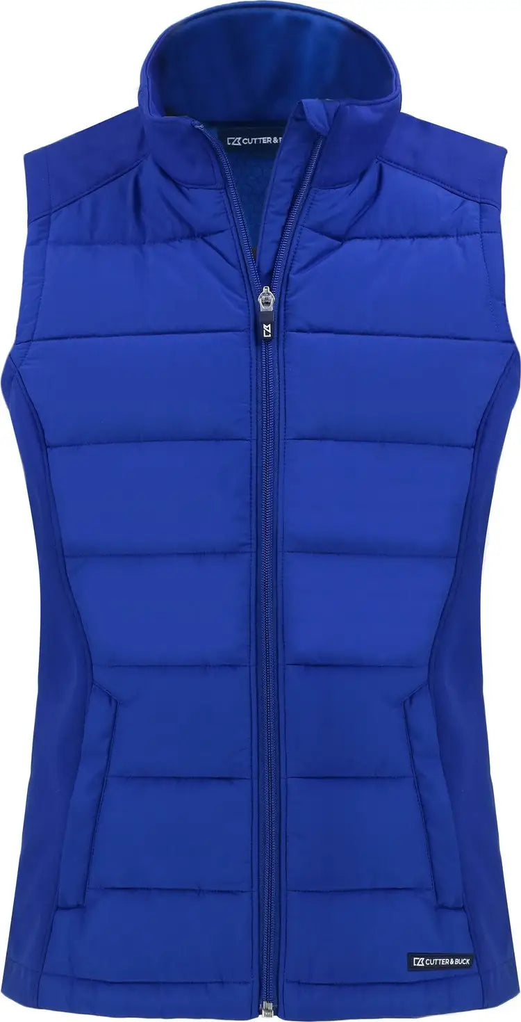 Cutter & Buck Lco00065 Evoke Hybrid Softshell Recycled Womens Full Zip Vest - Tour Blue