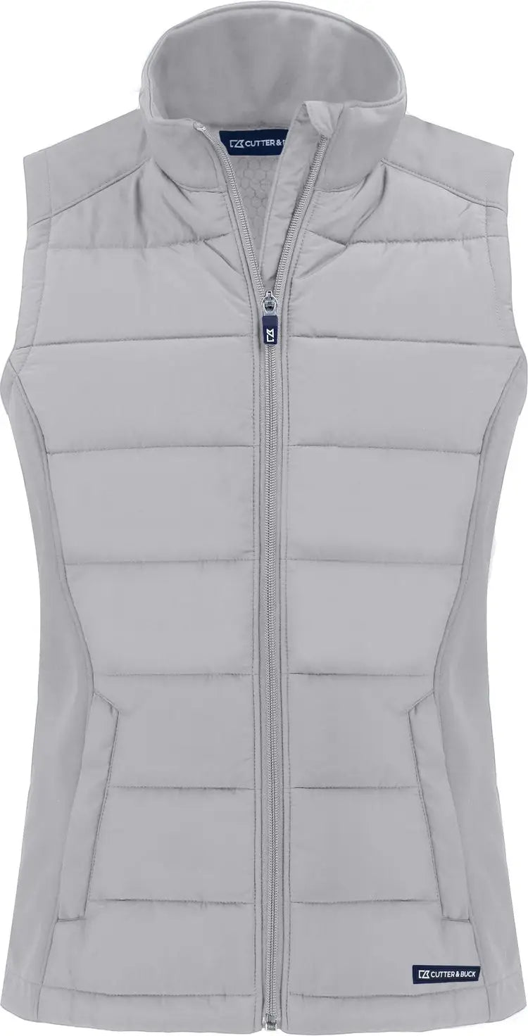 Cutter & Buck Lco00065 Evoke Hybrid Softshell Recycled Womens Full Zip Vest - Concrete