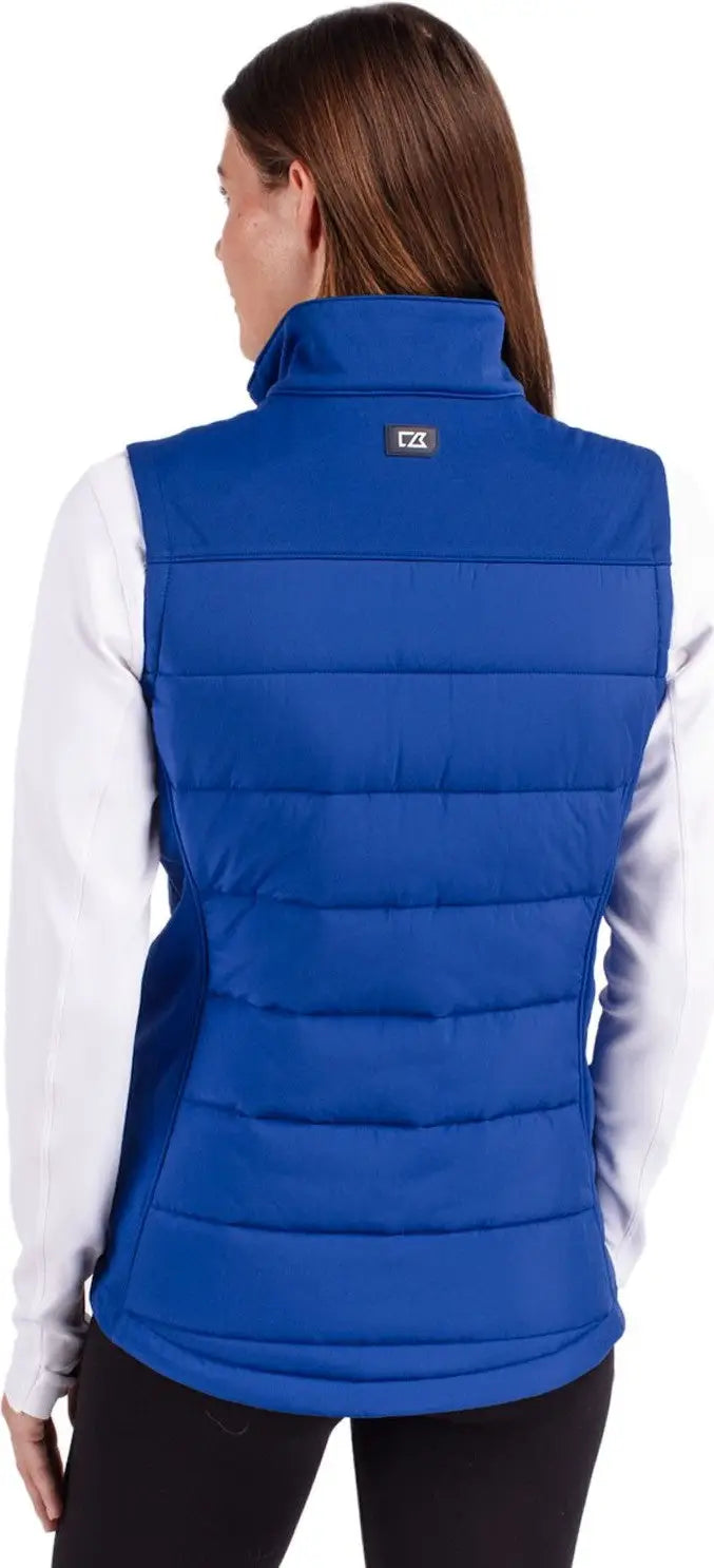 Cutter & Buck Lco00065 Evoke Hybrid Softshell Recycled Womens Full Zip Vest - Tour Blue