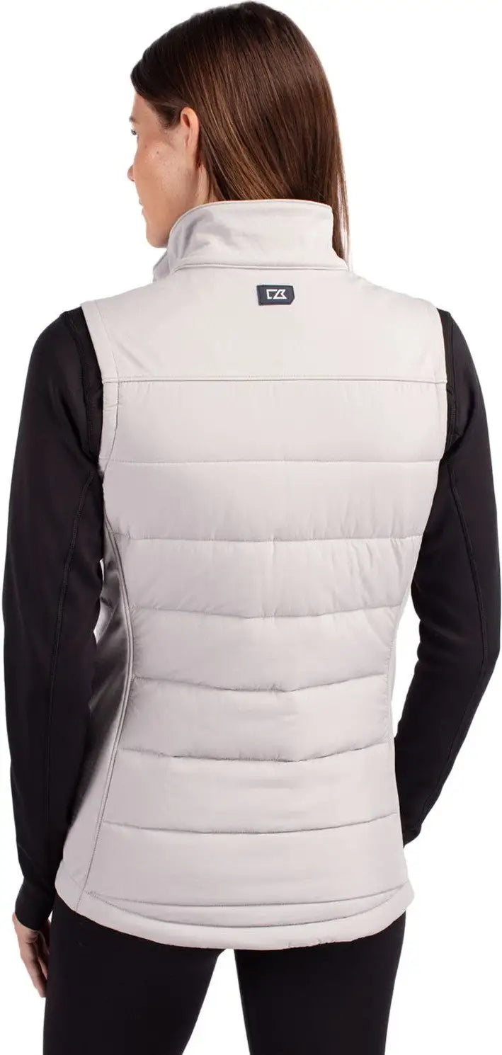 Cutter & Buck Lco00065 Evoke Hybrid Softshell Recycled Womens Full Zip Vest - Concrete