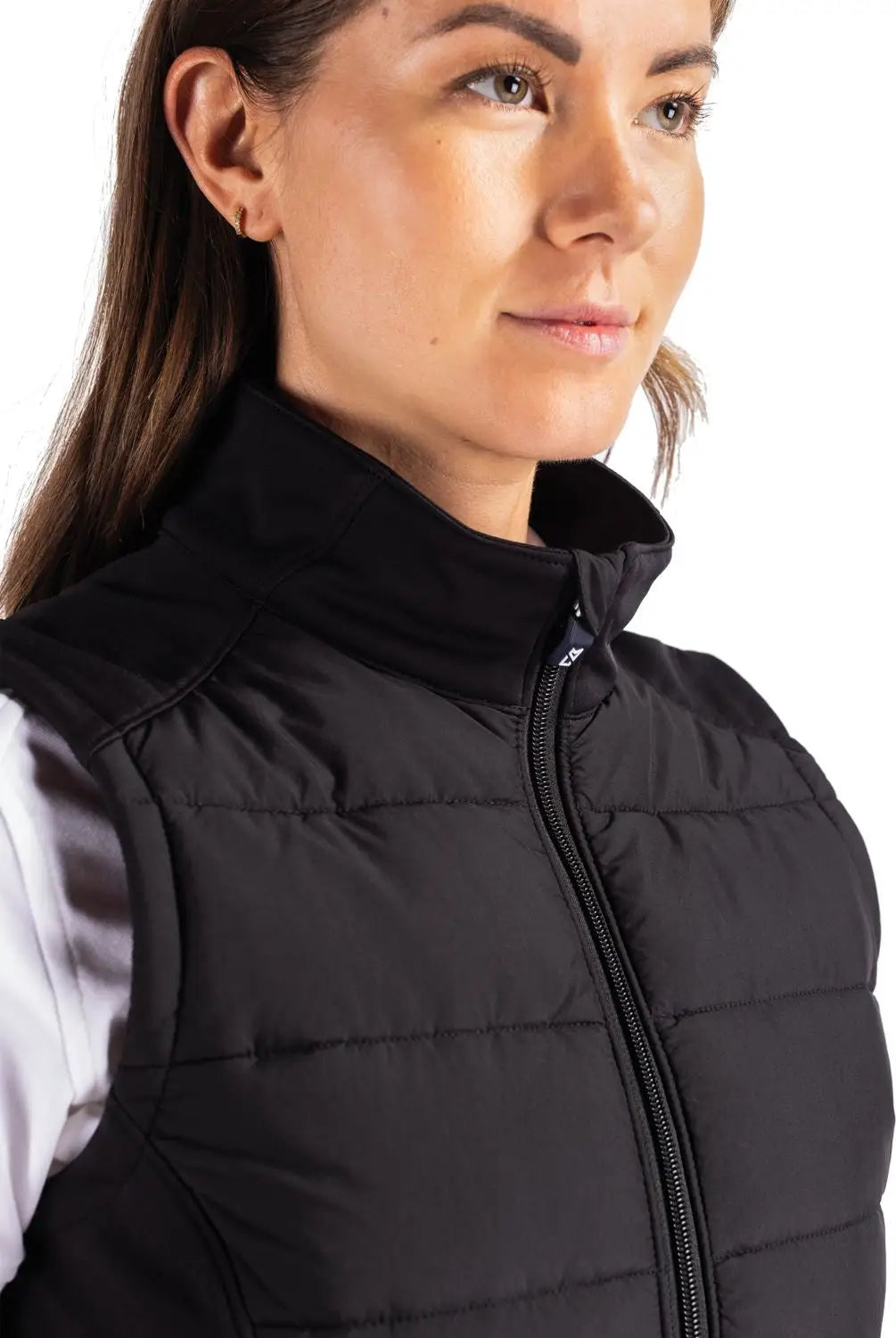 Cutter & Buck Lco00065 Evoke Hybrid Softshell Recycled Womens Full Zip Vest - Black