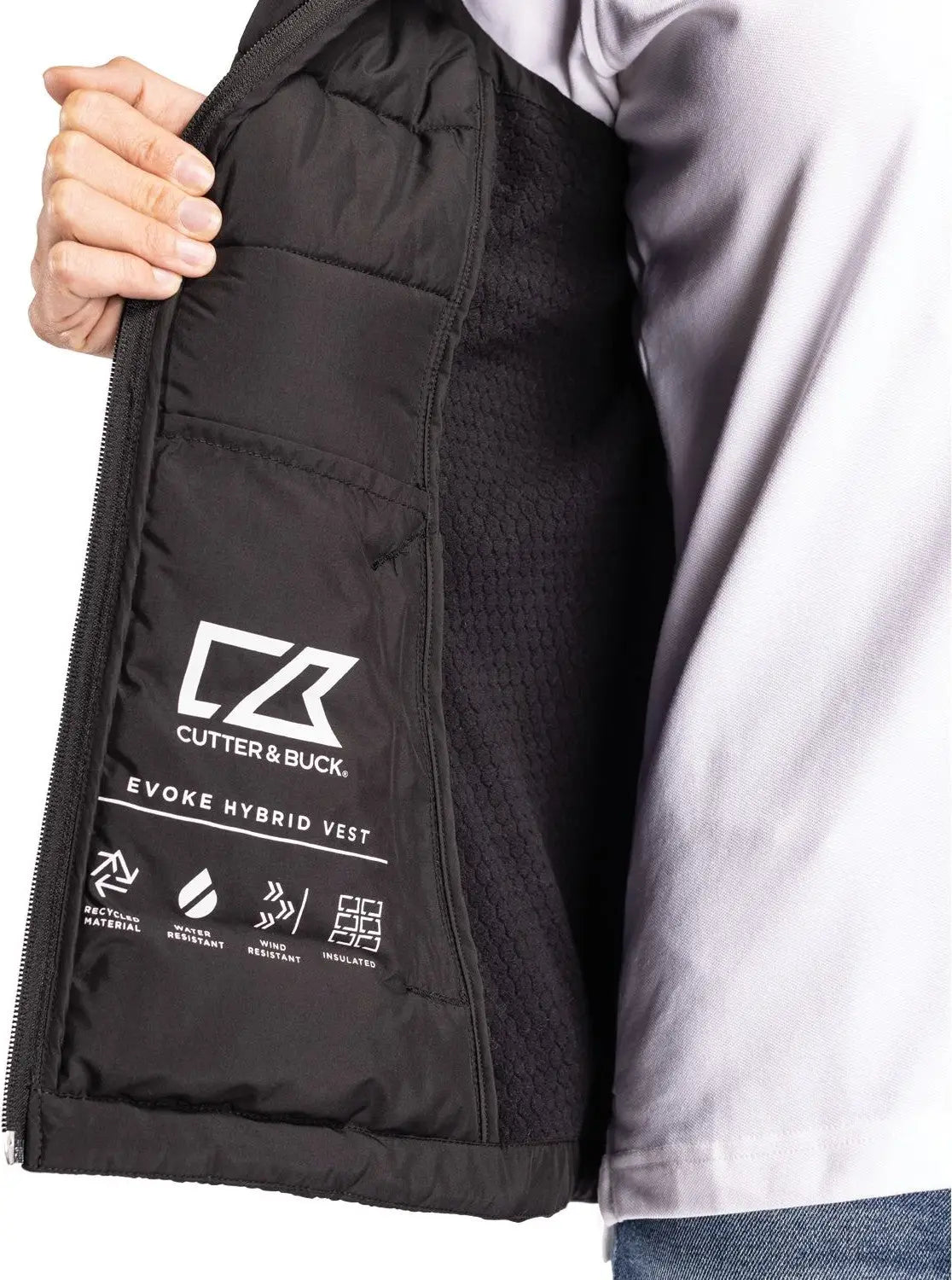 Cutter & Buck Lco00065 Evoke Hybrid Softshell Recycled Womens Full Zip Vest - Black