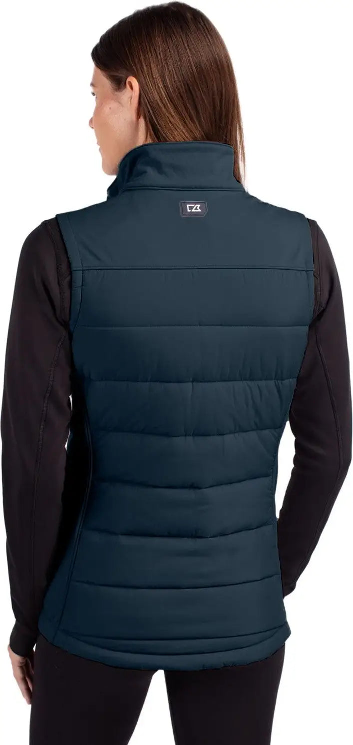 Cutter & Buck Lco00065 Evoke Hybrid Softshell Recycled Womens Full Zip Vest - Navy Blue - Ladies Xs