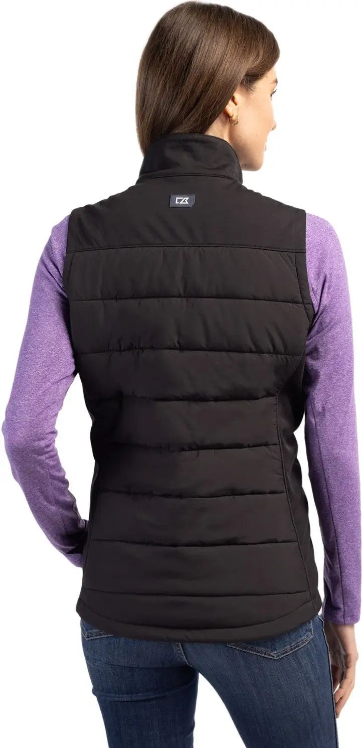 Cutter & Buck Lco00065 Evoke Hybrid Softshell Recycled Womens Full Zip Vest - Black