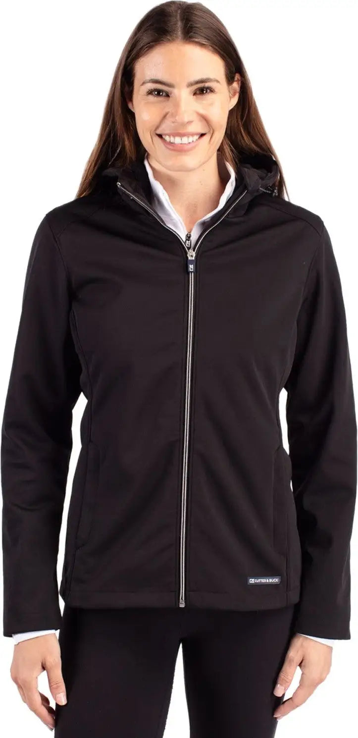 Cutter & Buck Lco00066 Evoke Softshell Recycled Full Zip Womens Jacket - Black - Ladies Xs
