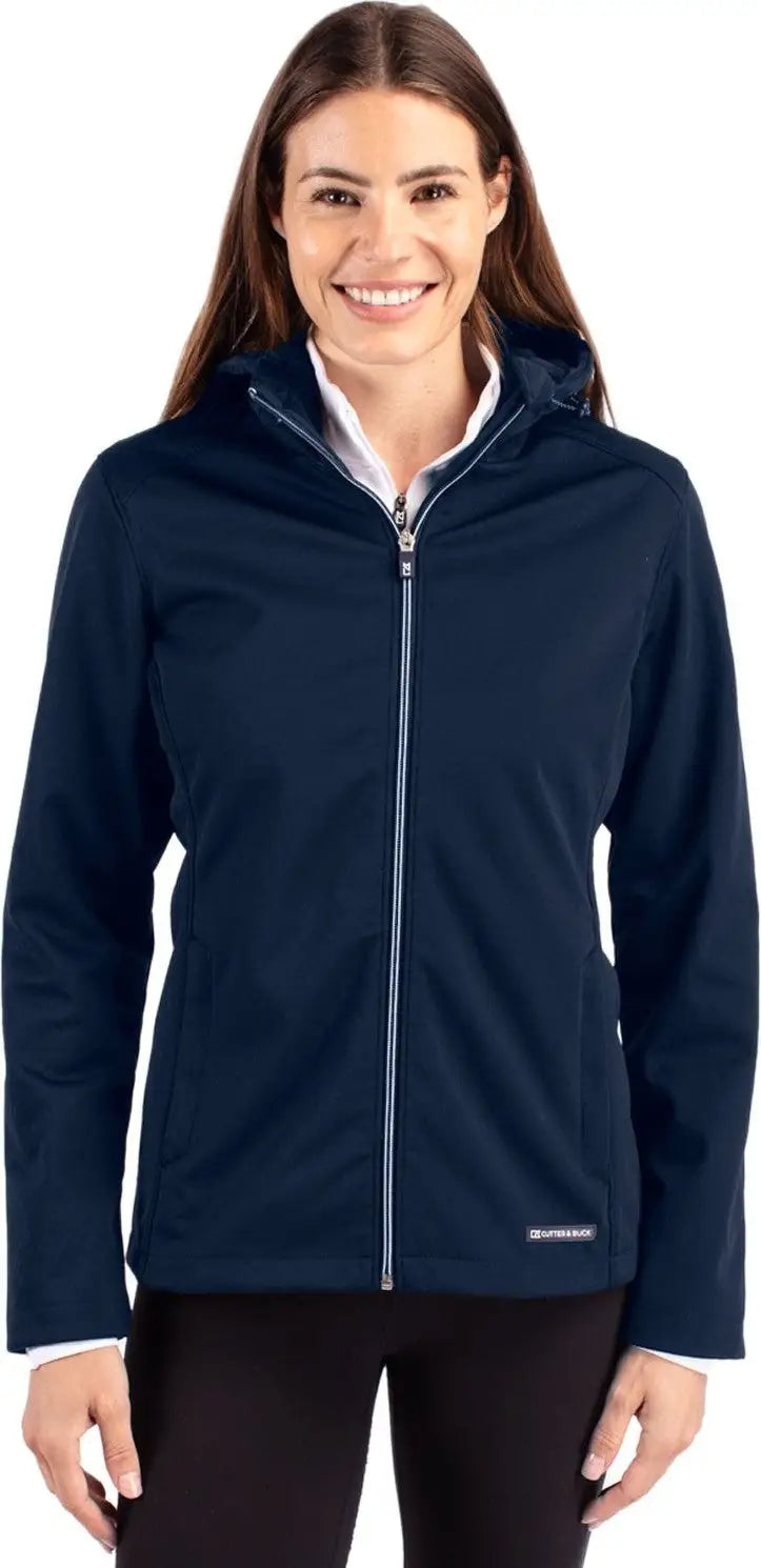 Cutter & Buck Lco00066 Evoke Softshell Recycled Full Zip Womens Jacket - Navy Blue - Ladies Xs