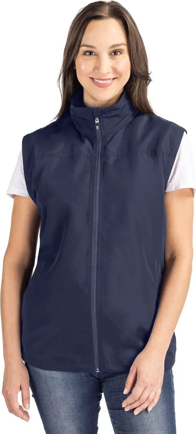 Cutter & Buck Lco00068 Charter Eco Recycled Full-zip Womens Vest - Navy Blue - Ladies Xs