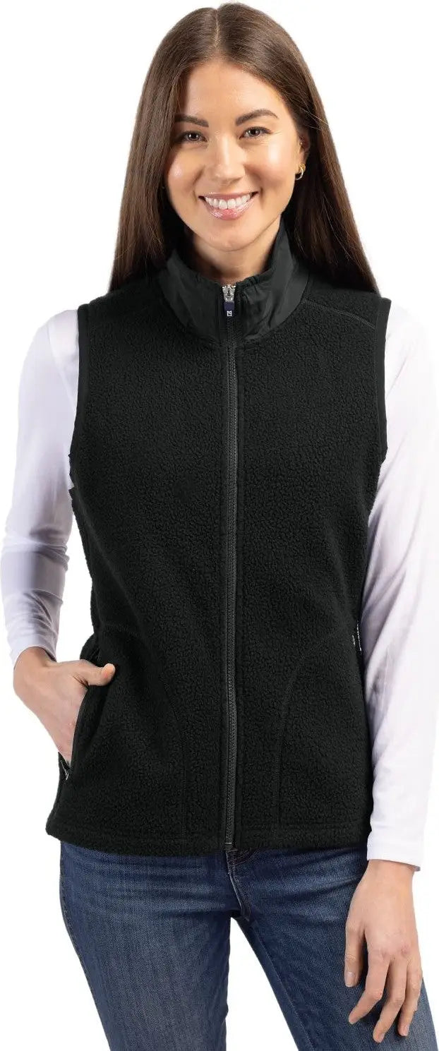 Cutter & Buck Lco00071 Cascade Eco Fleece Womens Vest - Black - Ladies Xs