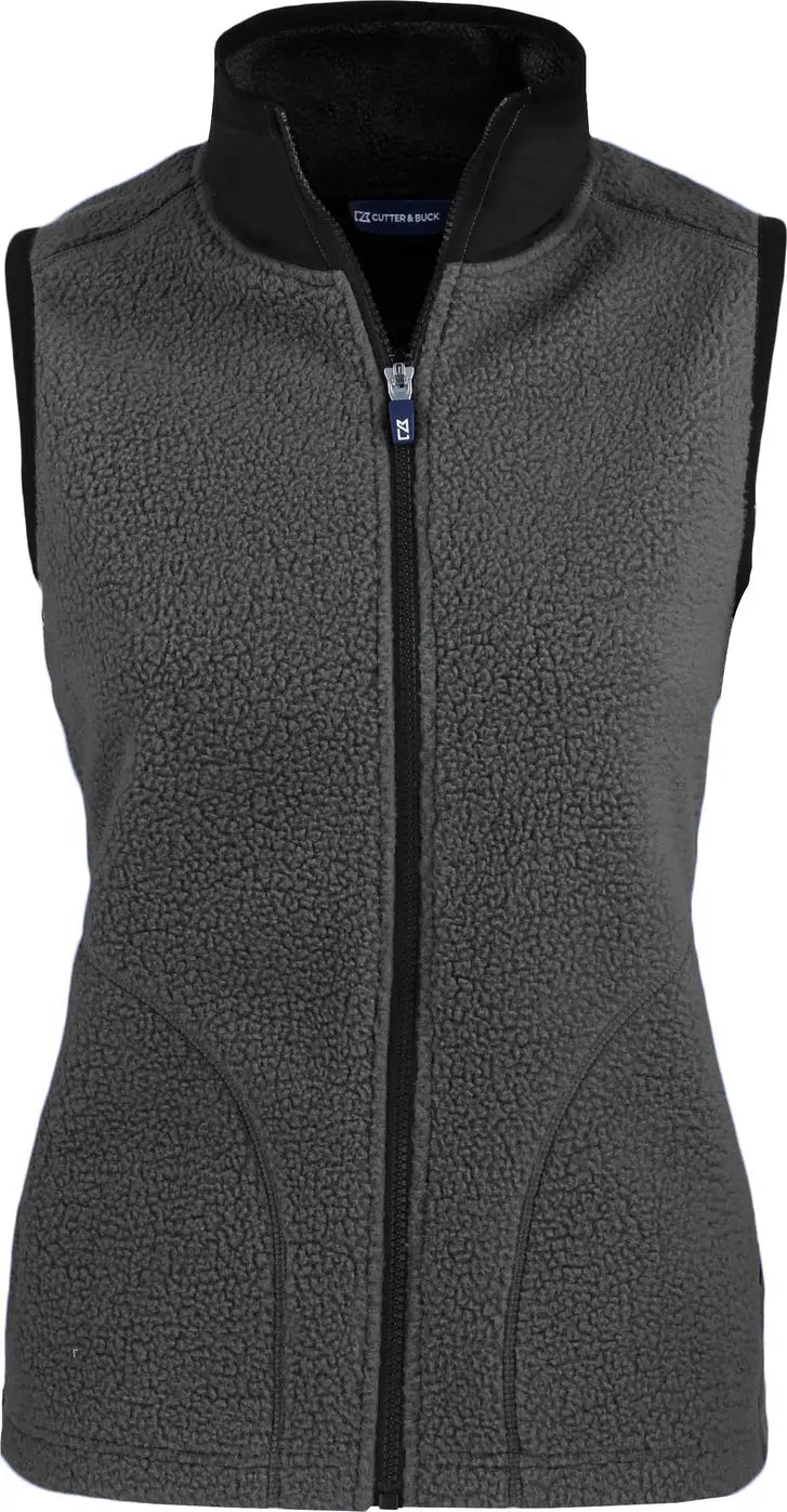 Cutter & Buck Lco00071 Cascade Eco Fleece Womens Vest - Elemental Gray Black - Gray/black / Ladies Xs