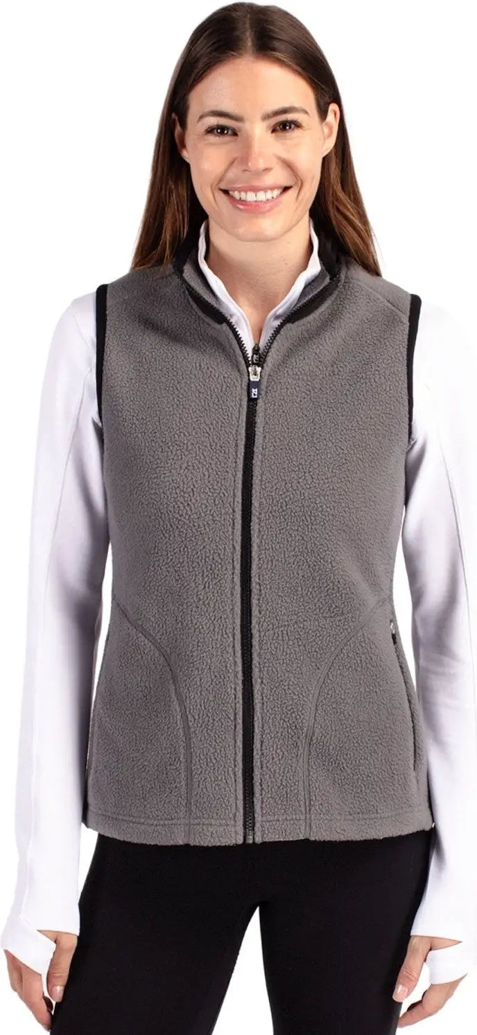 Cutter & Buck Lco00071 Cascade Eco Fleece Womens Vest - Elemental Gray Black - Gray/black / Ladies Xs