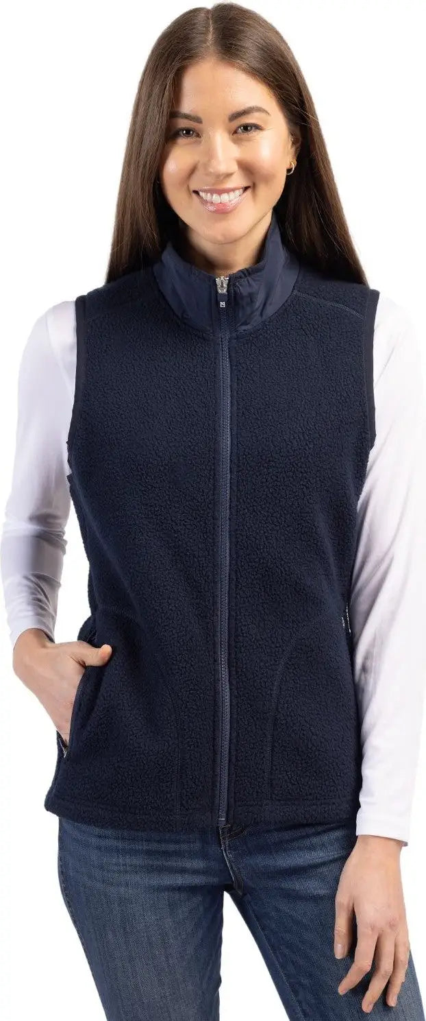Cutter & Buck Lco00071 Cascade Eco Fleece Womens Vest - Navy Blue - Ladies Xs