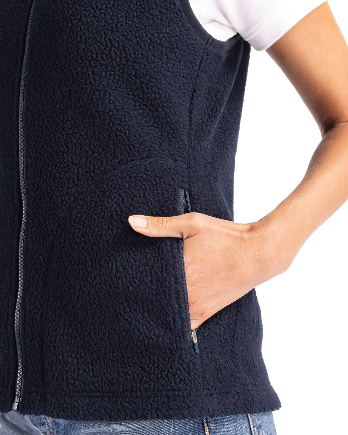 Cutter & Buck Lco00071 Cascade Eco Fleece Womens Vest - Navy Blue
