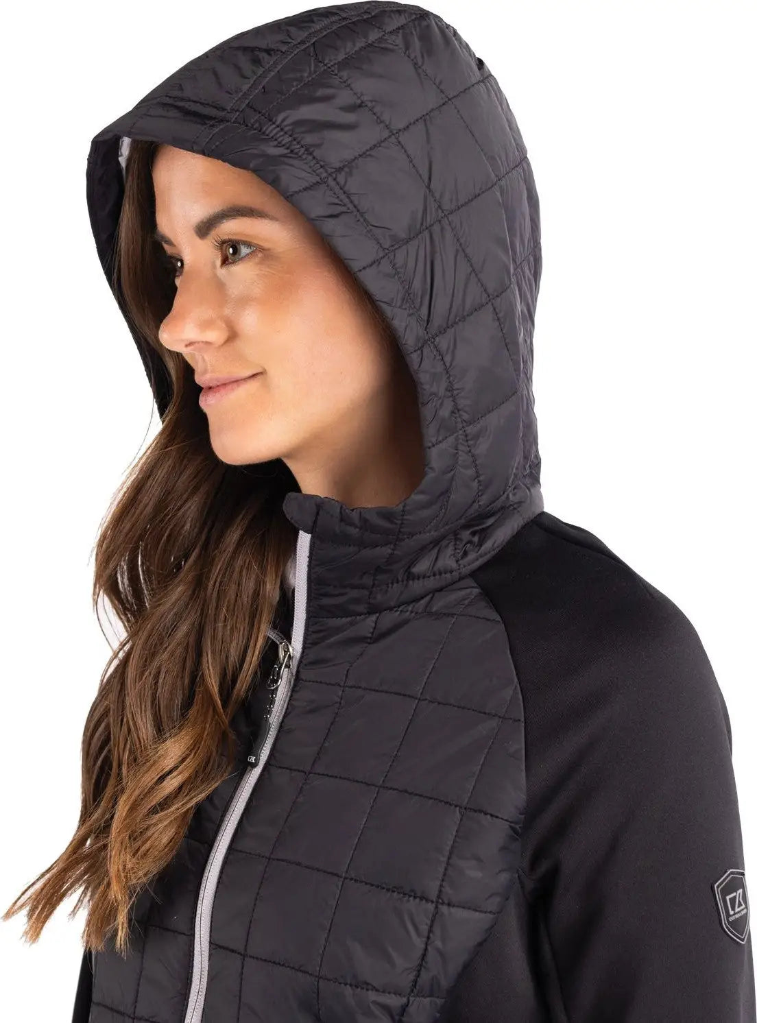 Cutter & Buck Lco00073 Rainier Primaloft Womens Eco Full Zip Hybrid Jacket - Black