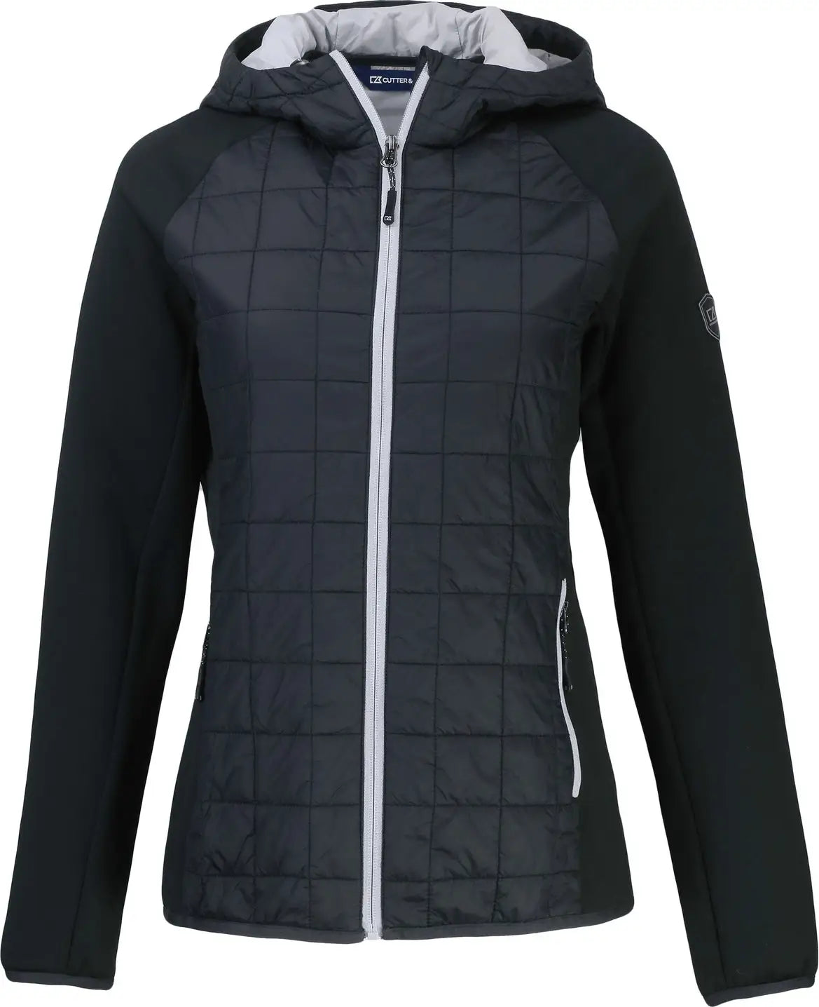 Cutter & Buck Lco00073 Rainier Primaloft Womens Eco Full Zip Hybrid Jacket - Black