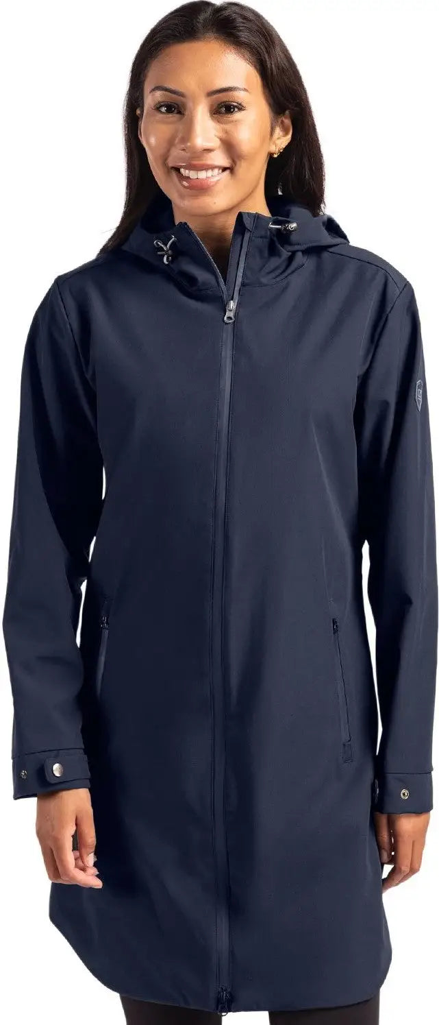 Cutter & Buck Lco00077 Camano Everyday Stretch Recycled Womens Water Resistant Jacket - Navy Blue - Ladies Xs