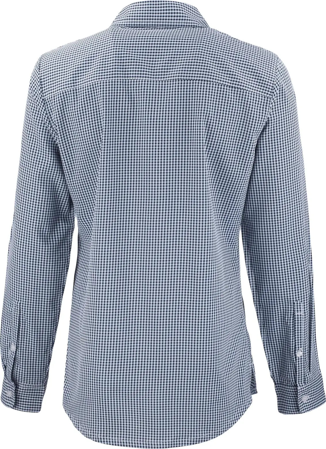 Cutter & Buck Lcw00020 Skyline Epic Confidence Recycled Gingham Womens Long Sleeve Dress Shirt - Navy Blue White