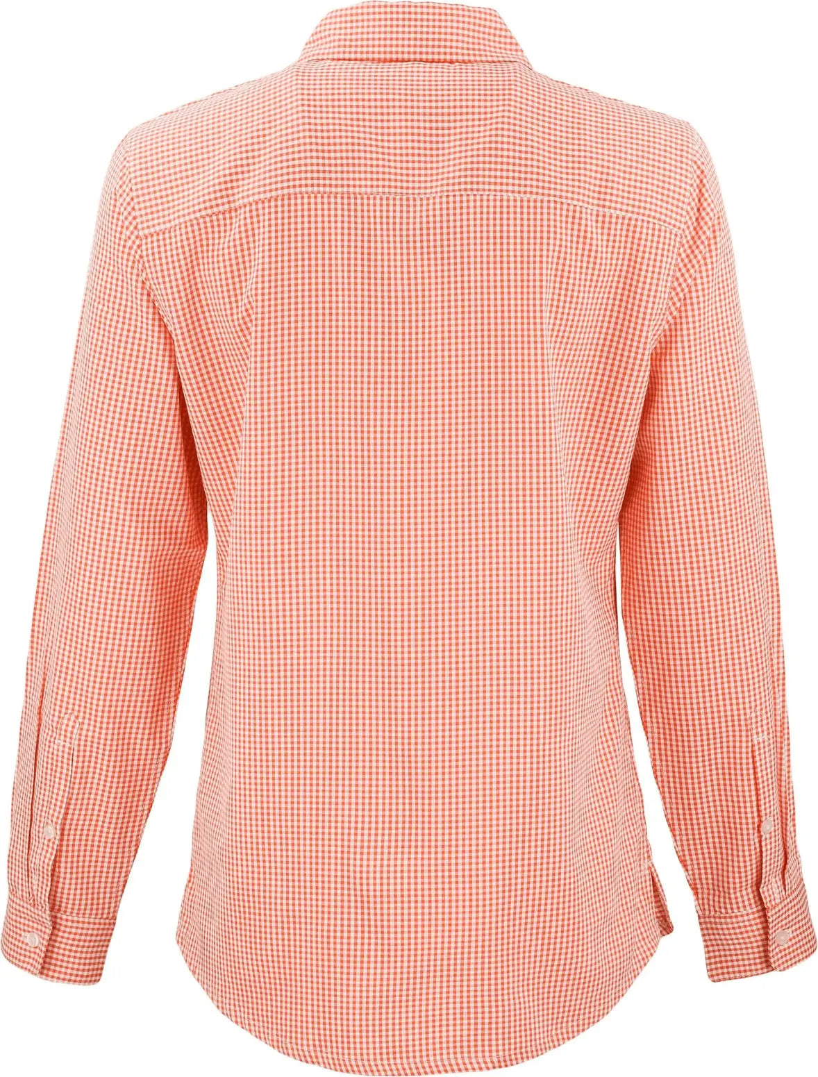 Cutter & Buck Lcw00020 Skyline Epic Confidence Recycled Gingham Womens Long Sleeve Dress Shirt - College Orange White
