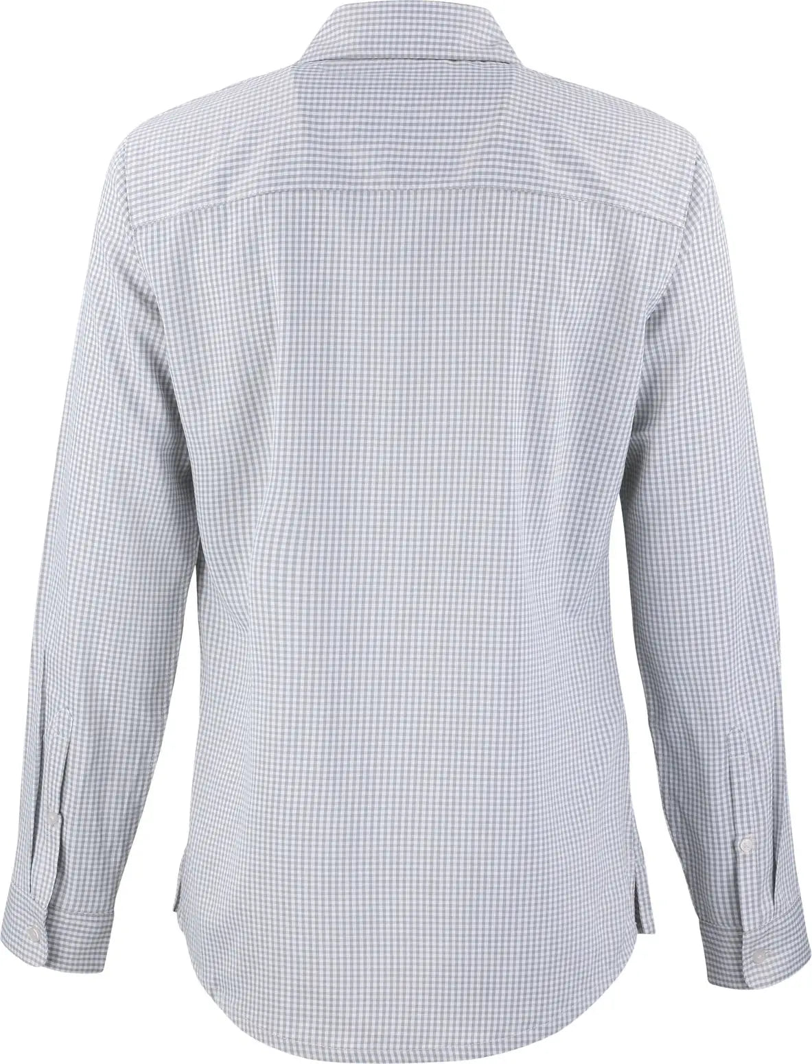 Cutter & Buck Lcw00020 Skyline Epic Confidence Recycled Gingham Womens Long Sleeve Dress Shirt - Concrete White