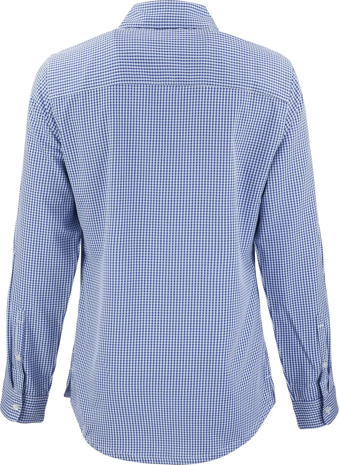 Cutter & Buck Lcw00020 Skyline Epic Confidence Recycled Gingham Womens Long Sleeve Dress Shirt - Tour Blue White