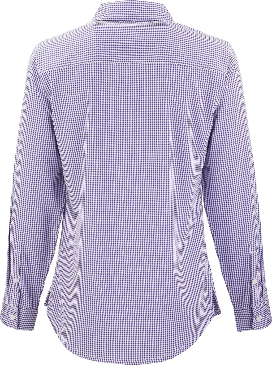 Cutter & Buck Lcw00020 Skyline Epic Confidence Recycled Gingham Womens Long Sleeve Dress Shirt - College Purple White