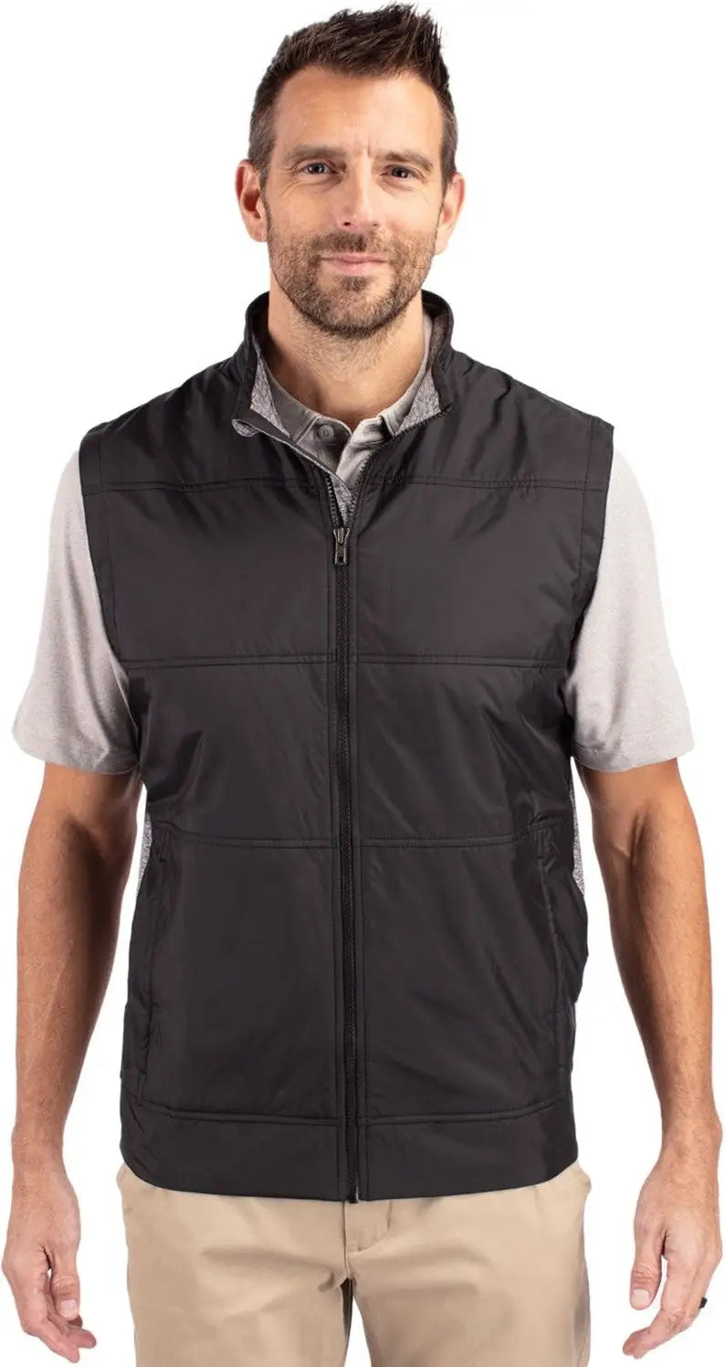 Cutter & Buck Mcc00008 Stealth Hybrid Quilted Mens Windbreaker Vest - Black - Adult s