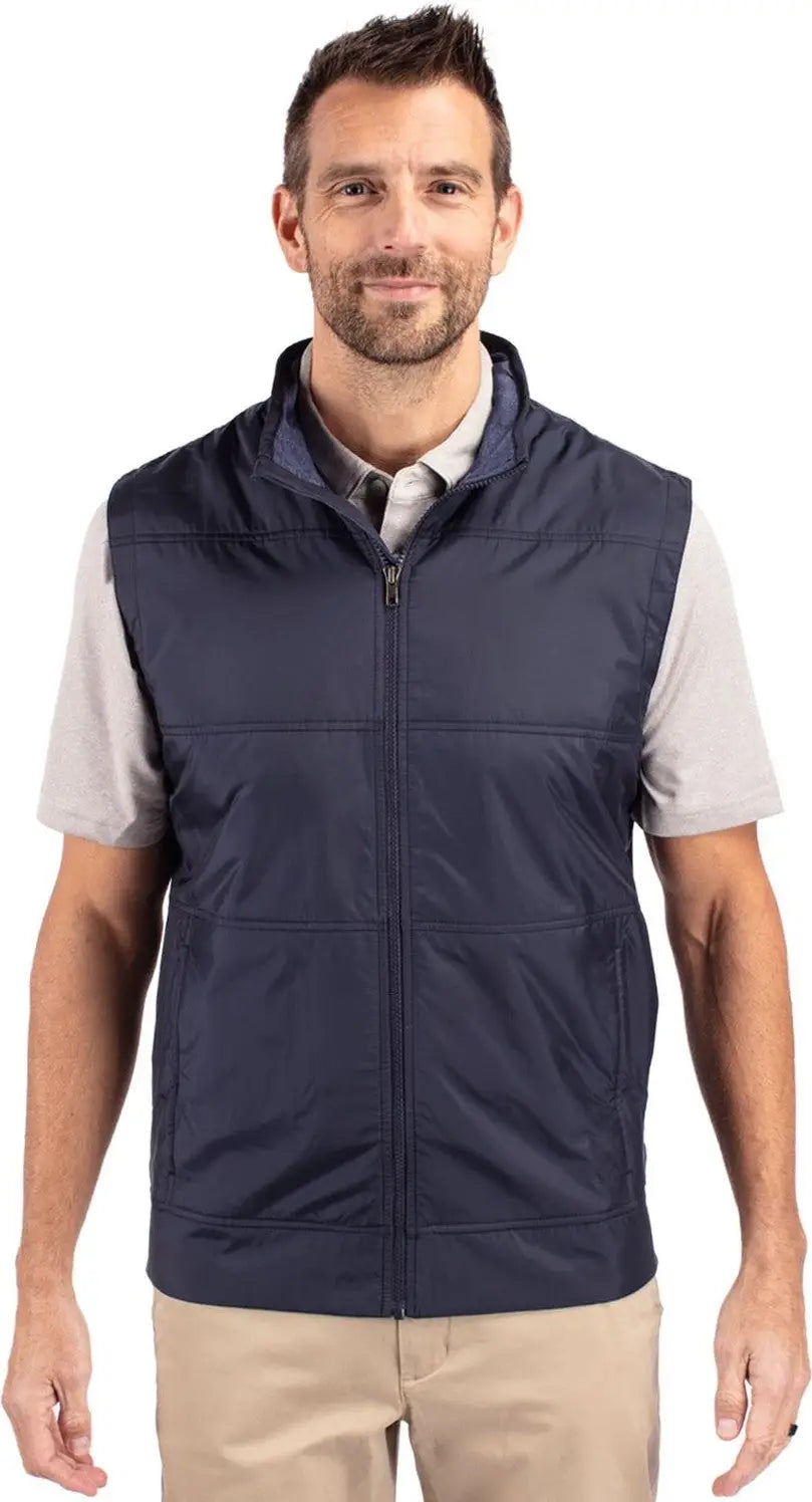 Cutter & Buck Mcc00008 Stealth Hybrid Quilted Mens Windbreaker Vest - Liberty Navy - Adult s