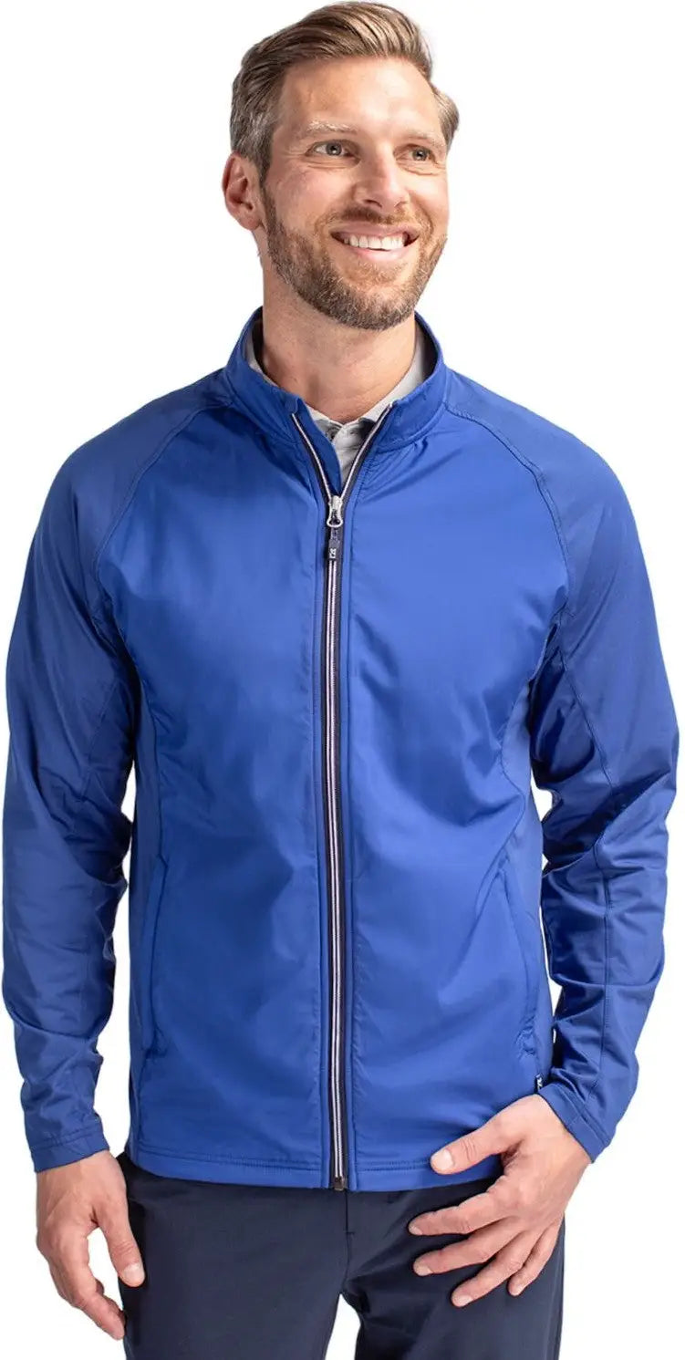 Cutter & Buck Mcc00032 Adapt Eco Knit Hybrid Recycled Mens Full Zip Jacket - Tour Blue - Adult s