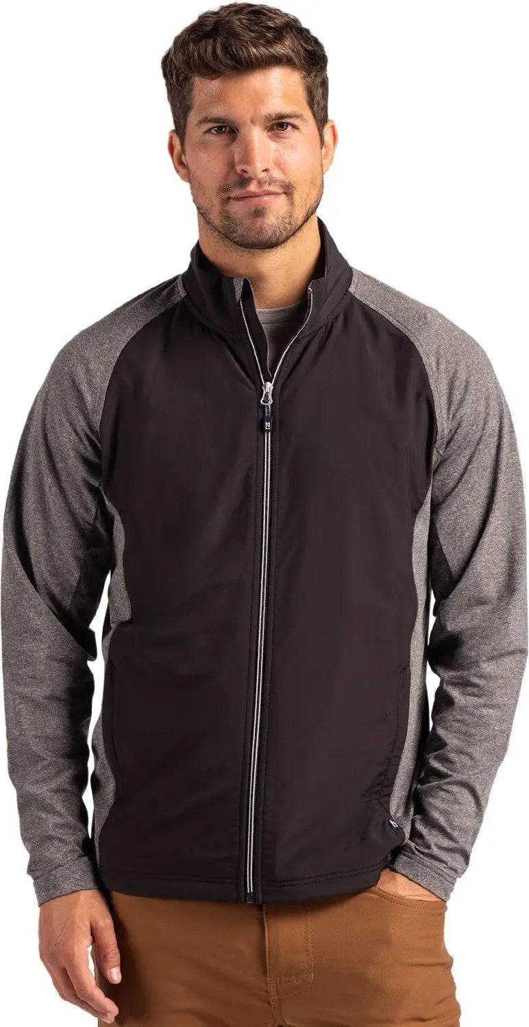 Cutter & Buck Mcc00032 Adapt Eco Knit Hybrid Recycled Mens Full Zip Jacket - Black Heather - Heather/black / Adult m