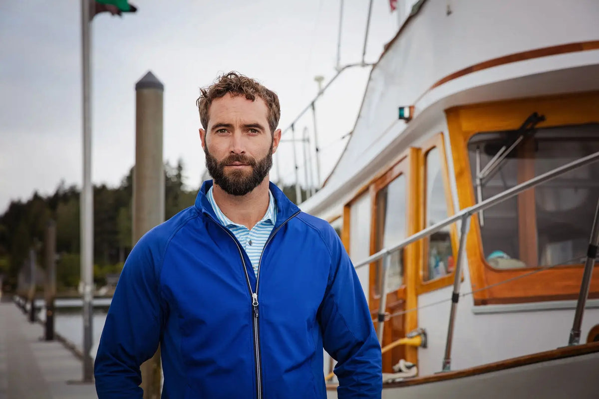 Cutter & Buck Mcc00032 Adapt Eco Knit Hybrid Recycled Mens Full Zip Jacket - Tour Blue