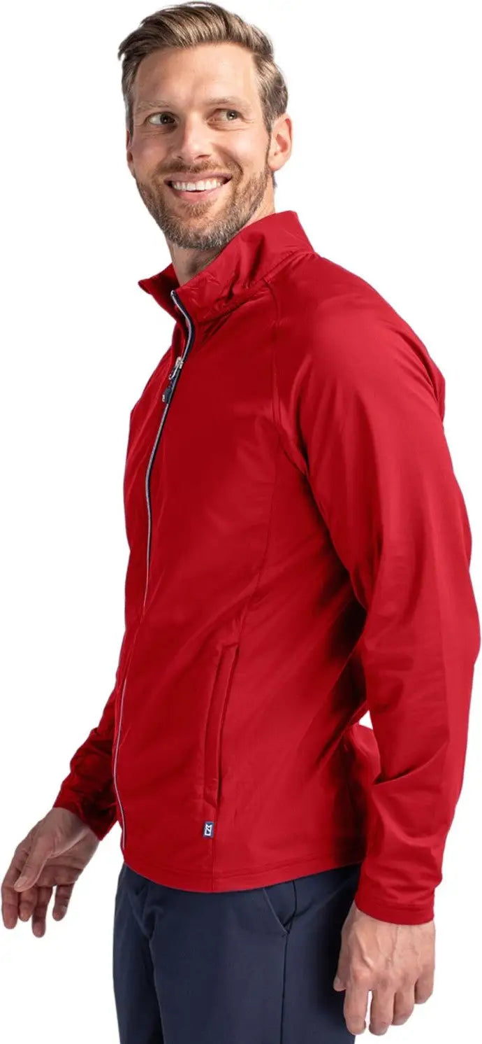 Cutter & Buck Mcc00032 Adapt Eco Knit Hybrid Recycled Mens Full Zip Jacket - Red