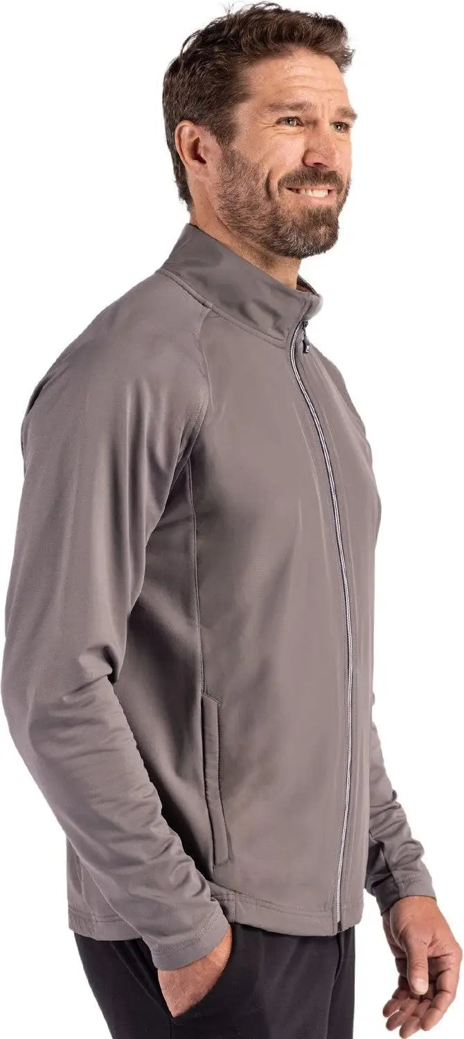 Cutter & Buck Mcc00032 Adapt Eco Knit Hybrid Recycled Mens Full Zip Jacket - Elemental Gray