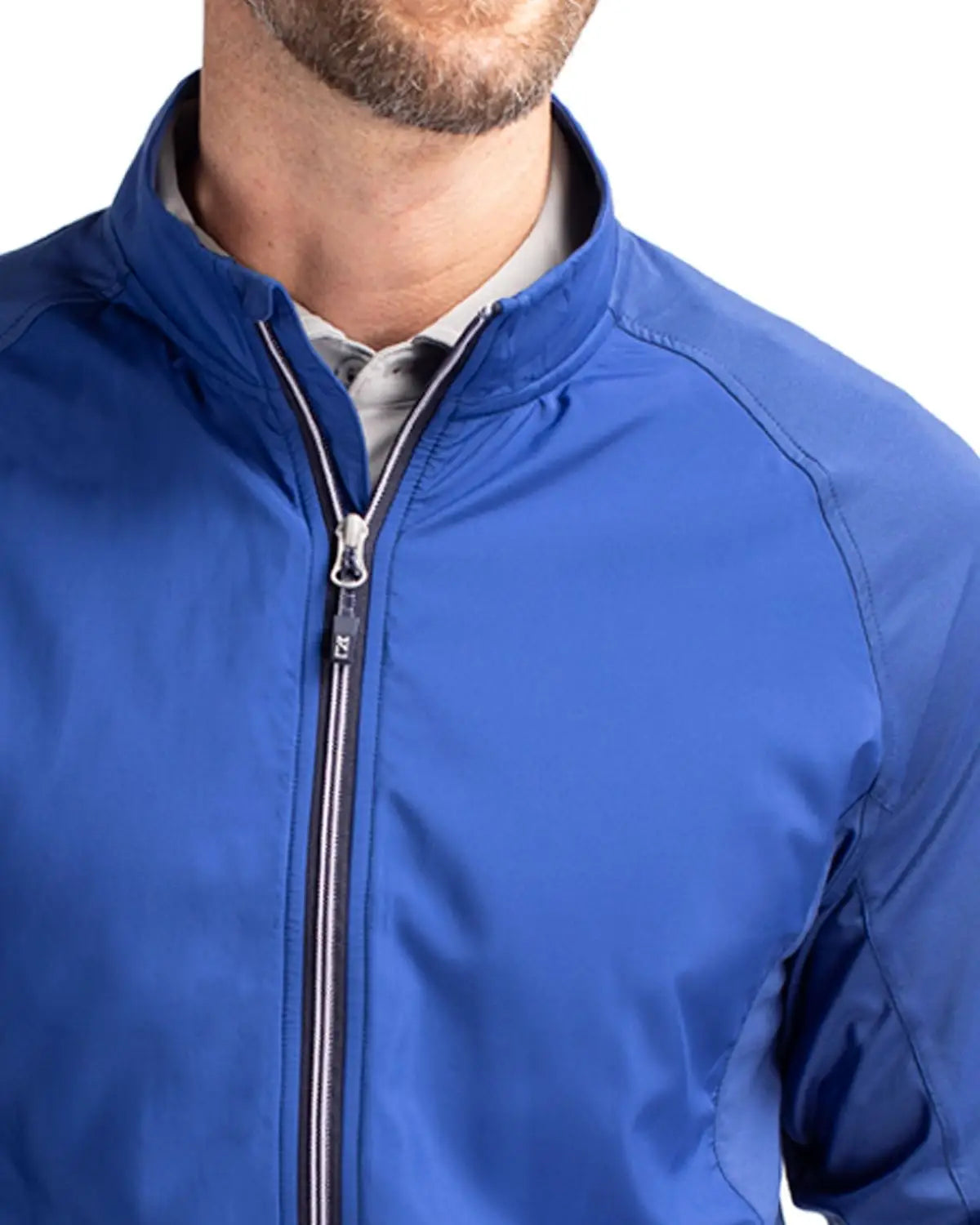 Cutter & Buck Mcc00032 Adapt Eco Knit Hybrid Recycled Mens Full Zip Jacket - Tour Blue