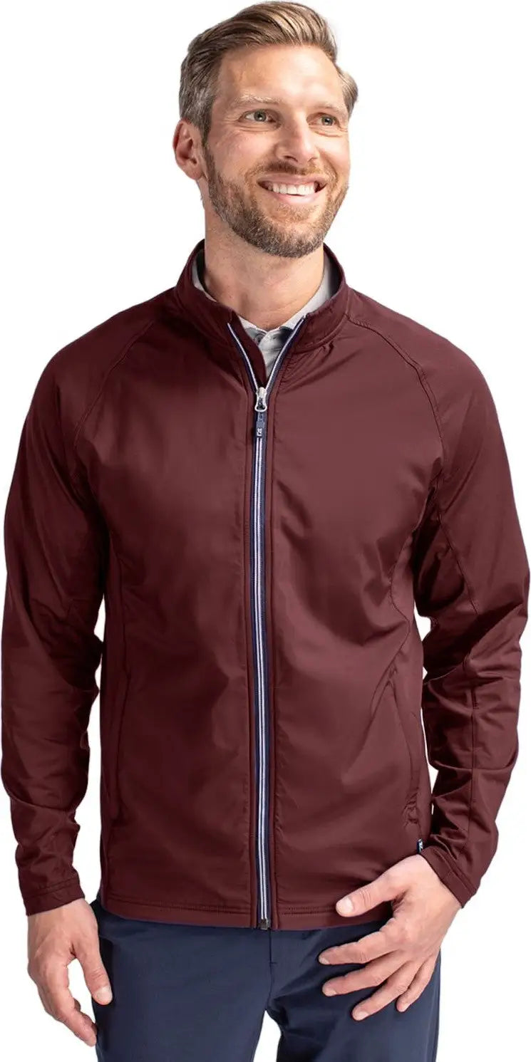 Cutter & Buck Mcc00032 Adapt Eco Knit Hybrid Recycled Mens Full Zip Jacket - Bordeaux - Adult s