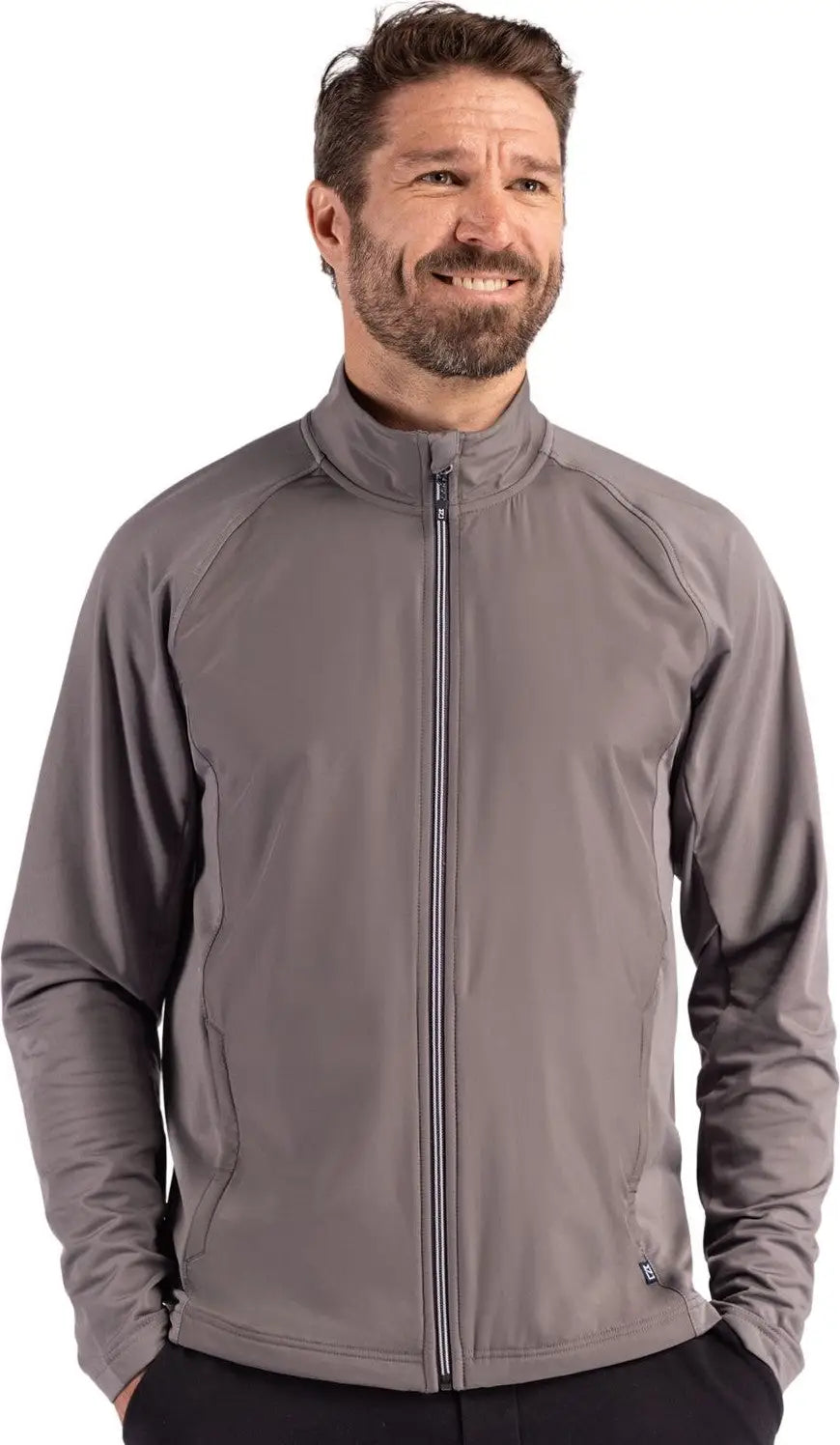 Cutter & Buck Mcc00032 Adapt Eco Knit Hybrid Recycled Mens Full Zip Jacket - Elemental Gray - Adult s