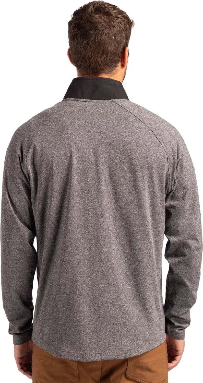 Cutter & Buck Mcc00034 Adapt Eco Knit Hybrid Recycled Mens Quarter Zip - Black Heather