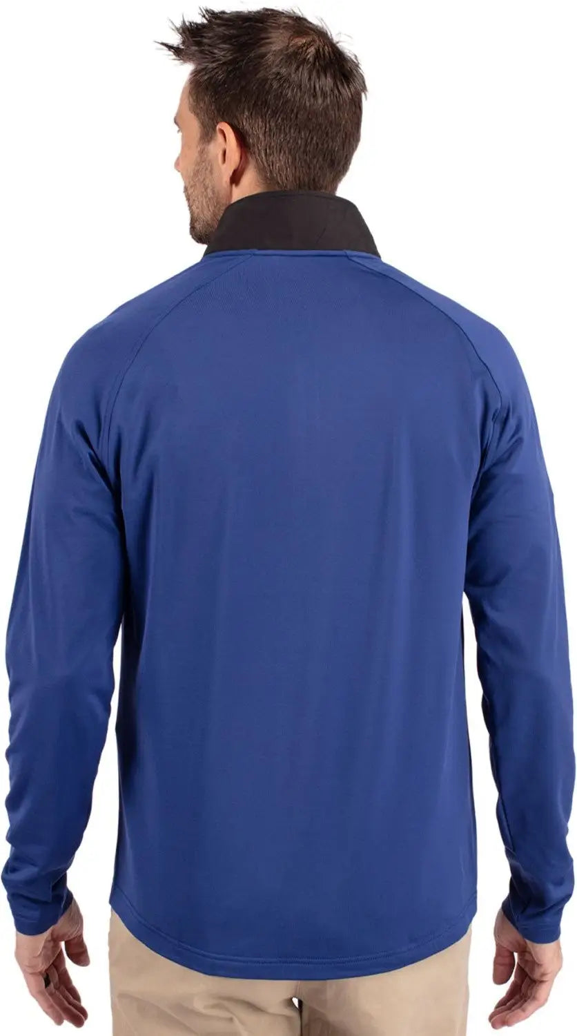 Cutter & Buck Mcc00034 Adapt Eco Knit Hybrid Recycled Mens Quarter Zip - Tour Blue Black