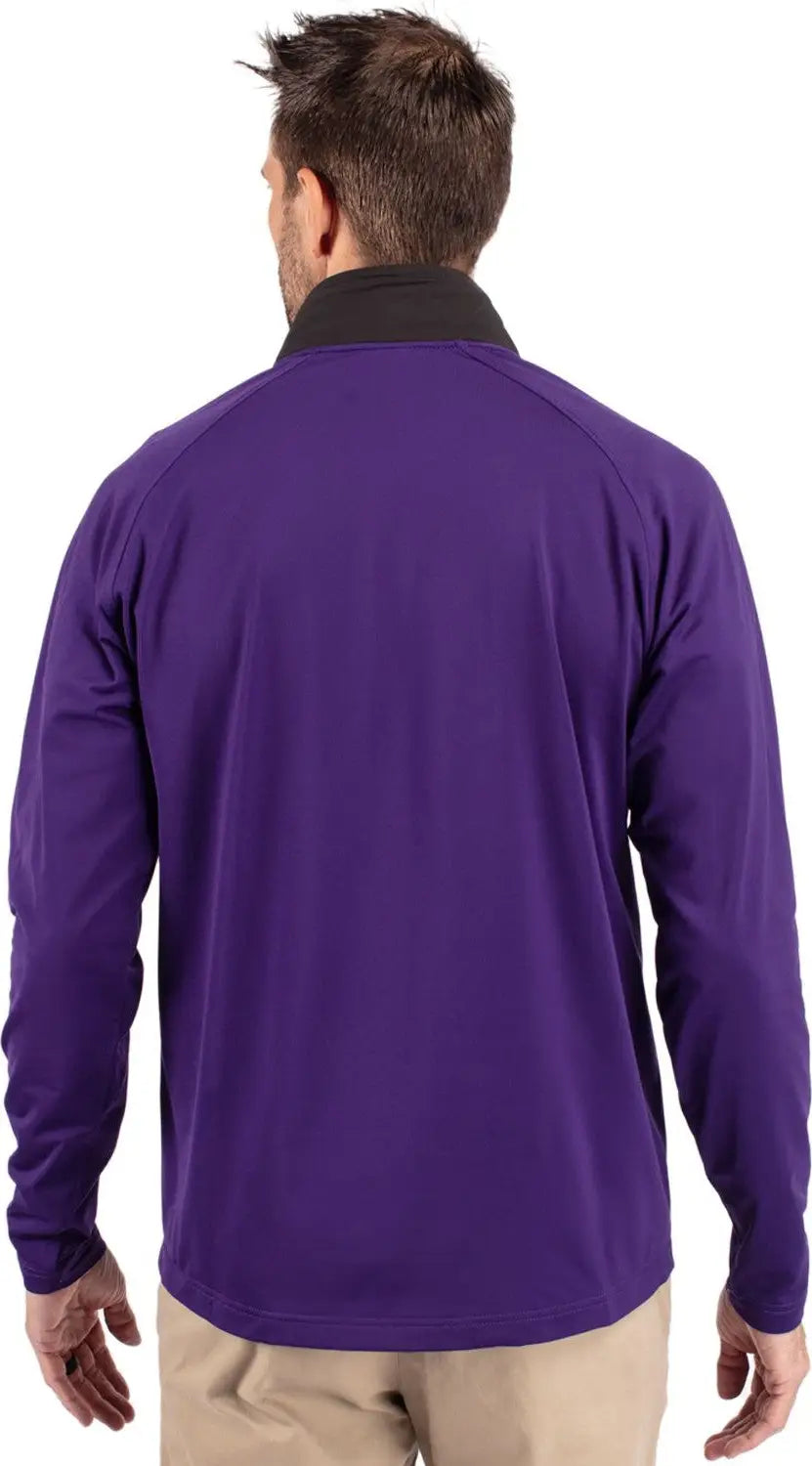 Cutter & Buck Mcc00034 Adapt Eco Knit Hybrid Recycled Mens Quarter Zip - College Purple Black