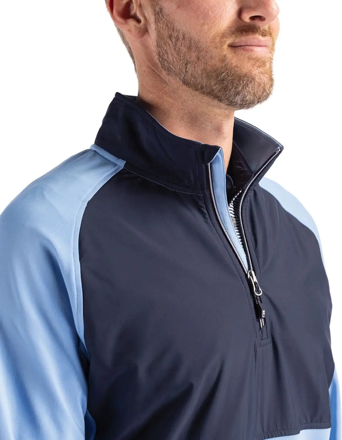 Cutter & Buck Mcc00034 Adapt Eco Knit Hybrid Recycled Mens Quarter Zip - Atlas Navy Blue