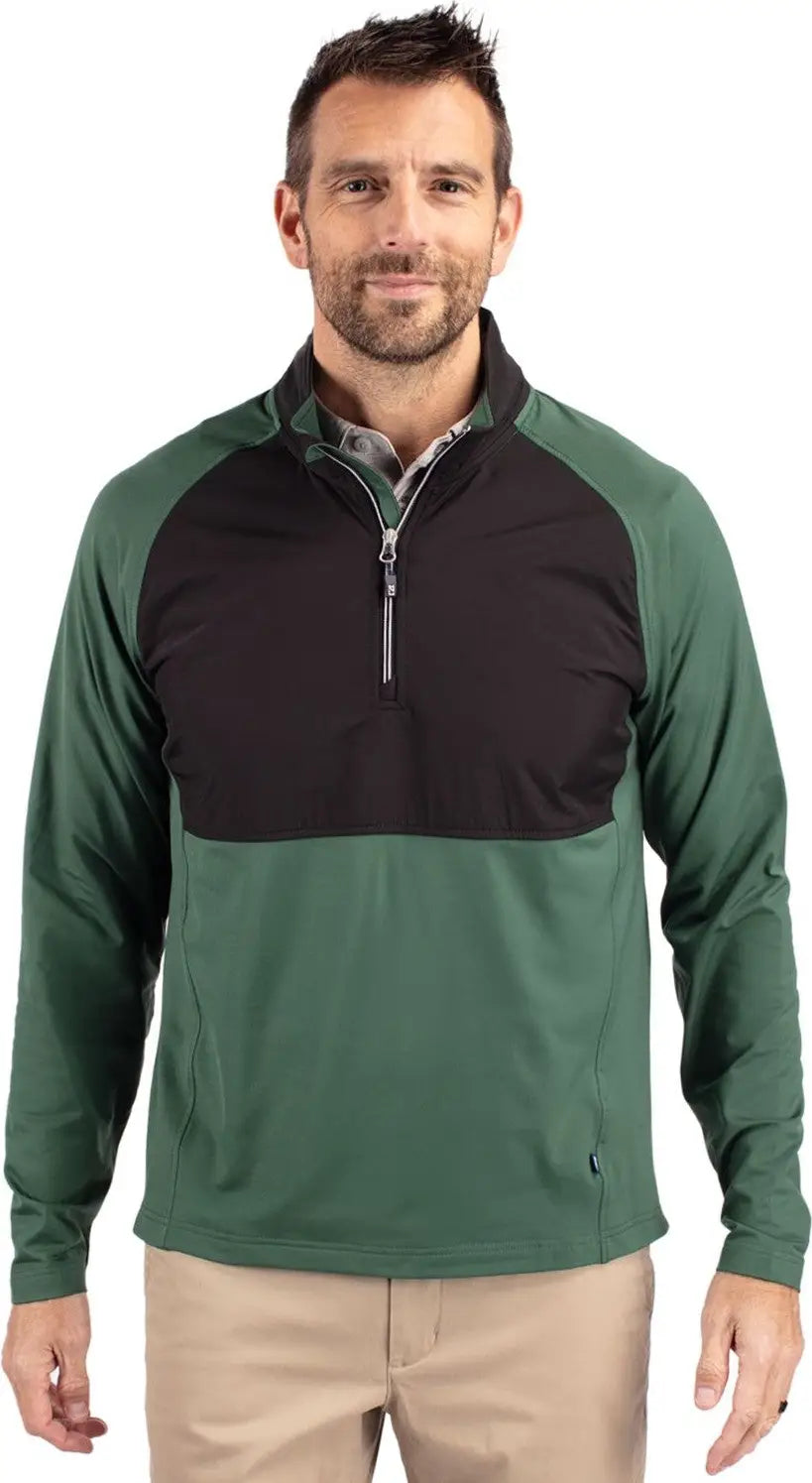 Cutter & Buck Mcc00034 Adapt Eco Knit Hybrid Recycled Mens Quarter Zip - Hunter Black - Hunter/black / Adult s