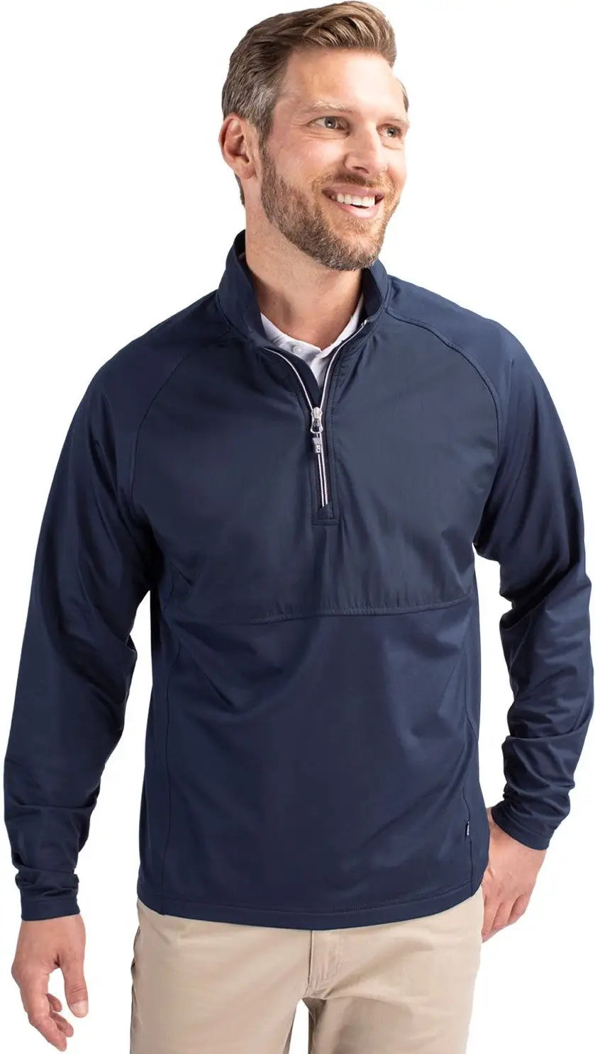 Cutter & Buck Mcc00034 Adapt Eco Knit Hybrid Recycled Mens Quarter Zip - Navy Blue - Adult s