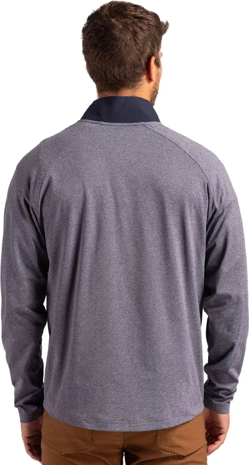 Cutter & Buck Mcc00034 Adapt Eco Knit Hybrid Recycled Mens Quarter Zip - Navy Blue Heather
