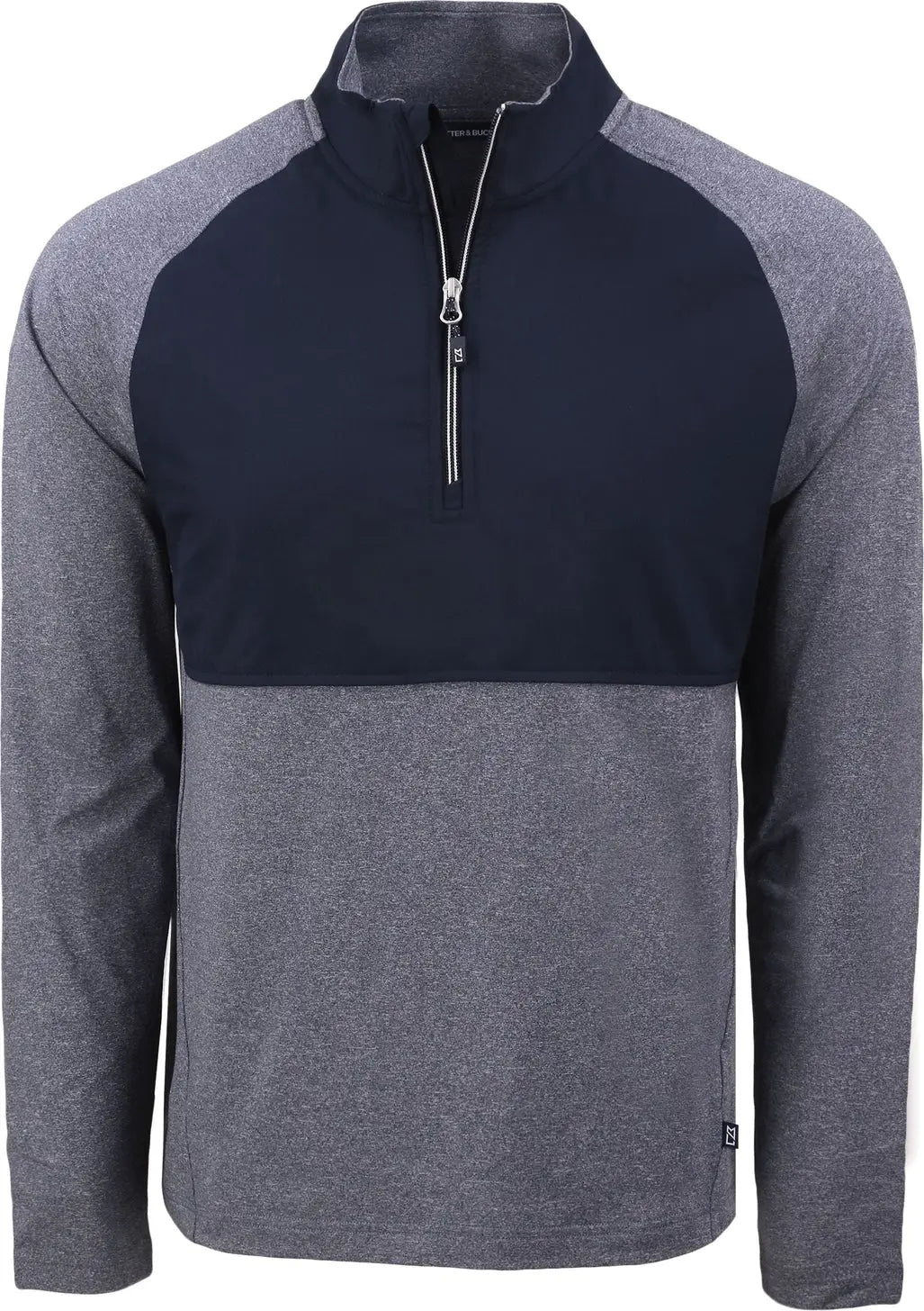 Cutter & Buck Mcc00034 Adapt Eco Knit Hybrid Recycled Mens Quarter Zip - Navy Blue Heather